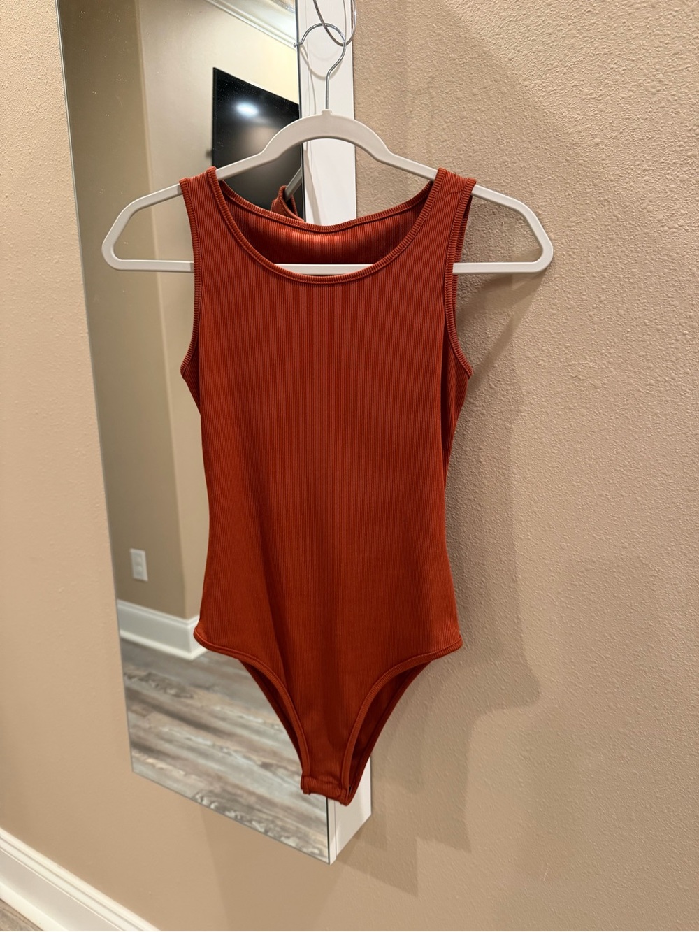 Source Unknown Rust Ribbed Tank Bodysuit